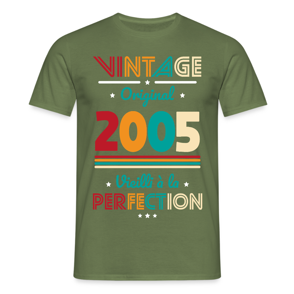 T-shirt Homme - Anniversaire 20 Ans - Vintage Original 2005 - vert militaire