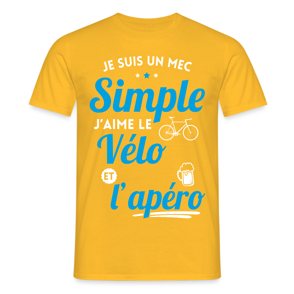 T-shirt Homme - J'aime le vélo et l'apéro - jaune