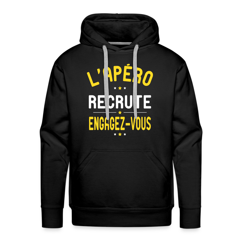 Sweat à capuche Premium Homme - L'apéro recrute - noir