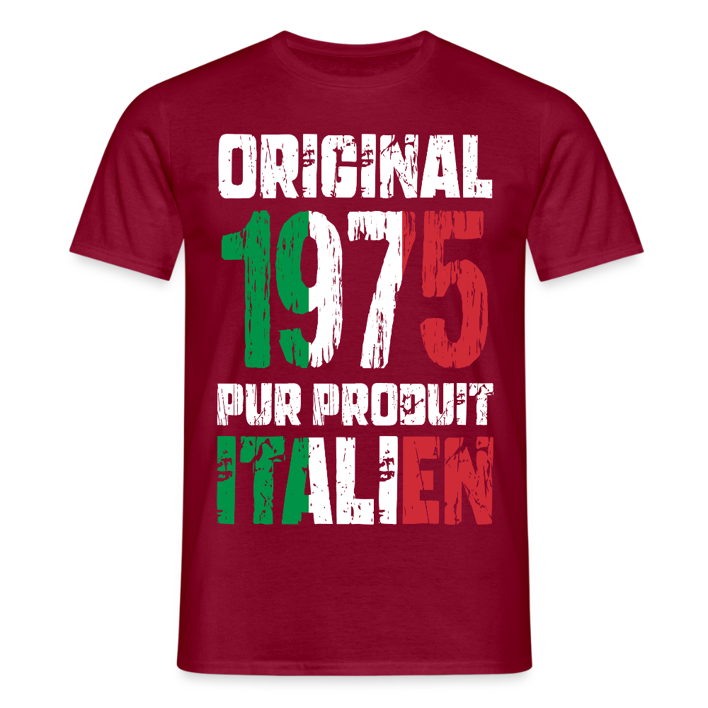 T-shirt Homme - Anniversaire 50 Ans - Original 1975 - Pur produit Italien - rouge brique