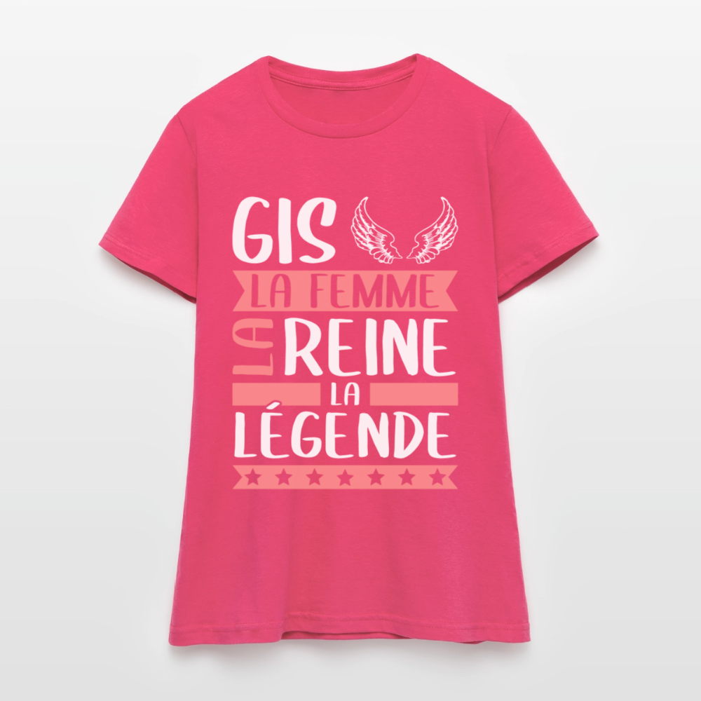 T-shirt femme Gisèle rébus – La femme, la reine, la légende - rose azalée