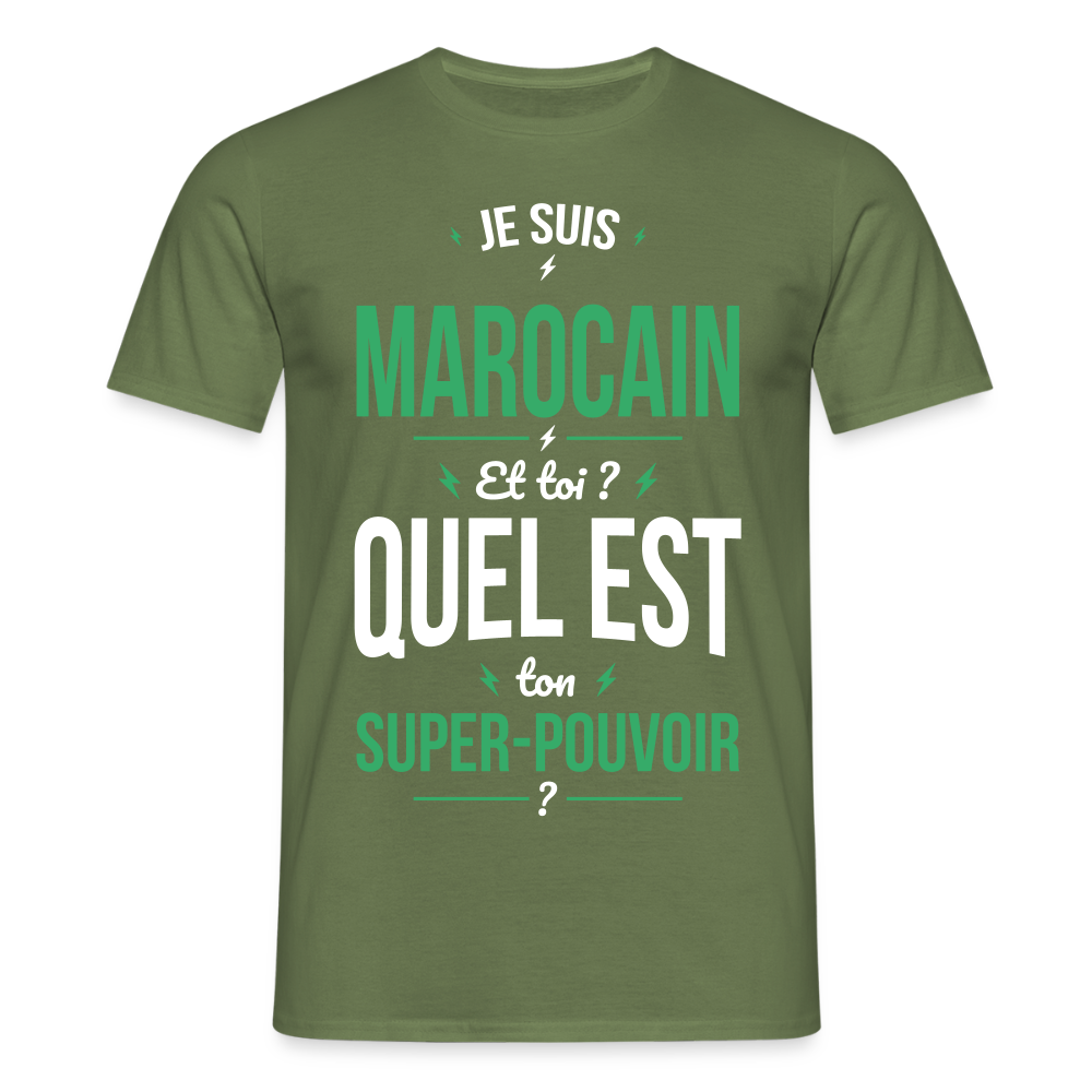 T-shirt Homme - Je suis Marocain - Super-pouvoir - vert militaire