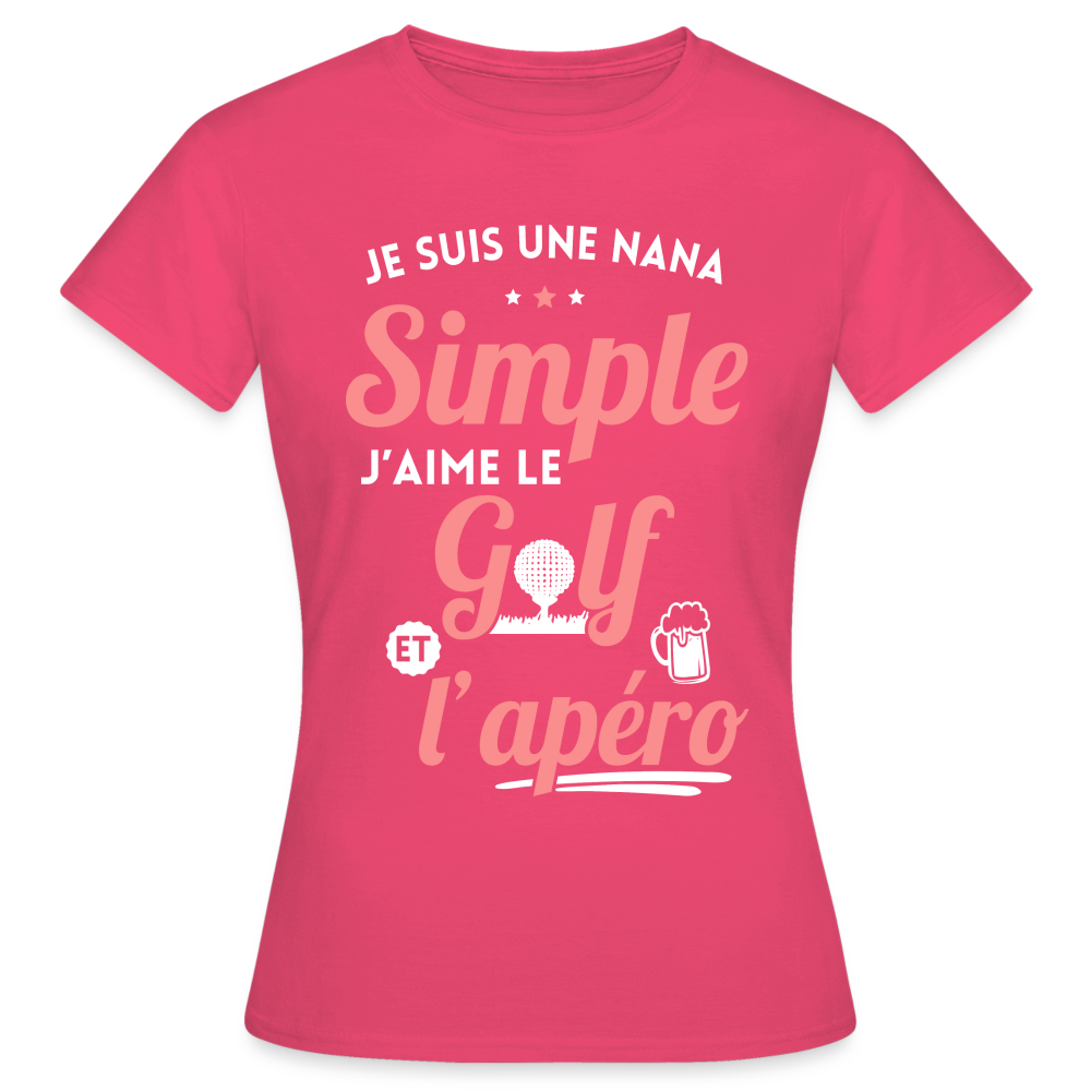T-shirt Femme - J'aime le golf et l'apéro - rose azalée