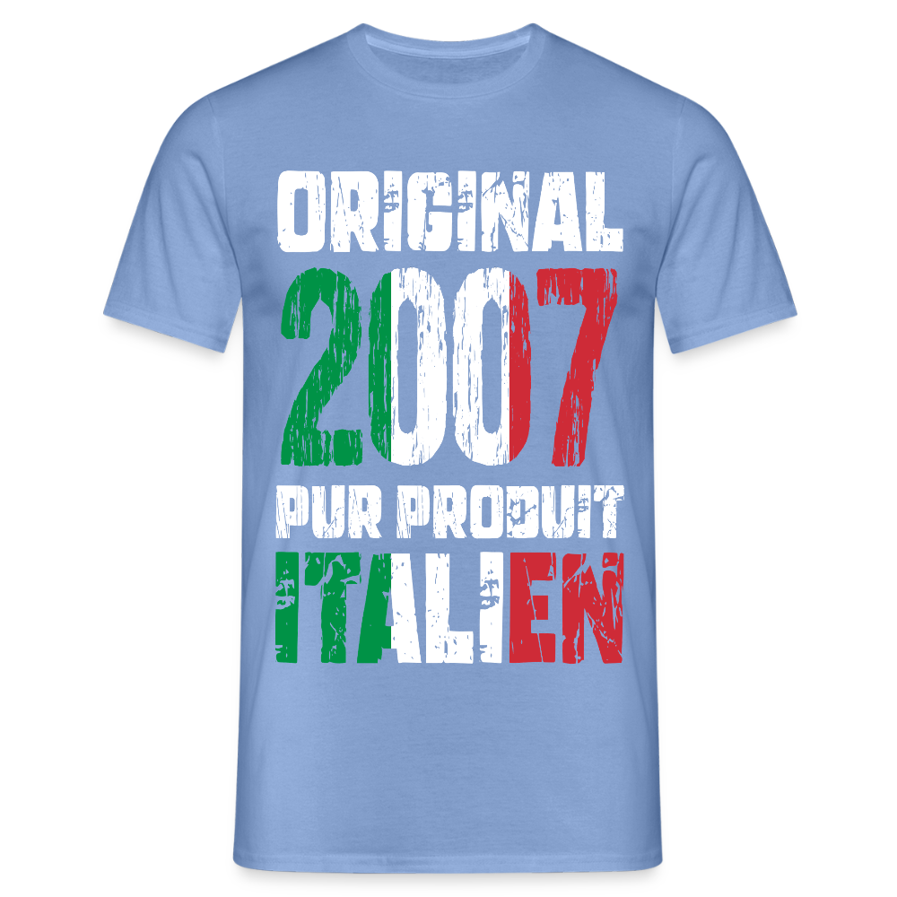 T-shirt Homme - Anniversaire 18 Ans - Original 2007 - Pur produit Italien - carolina blue