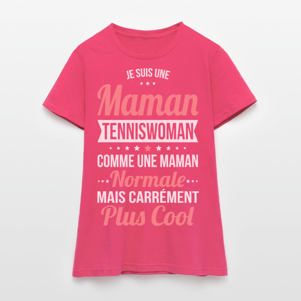 T-shirt Femme - Maman tenniswoman plus cool - rose azalée