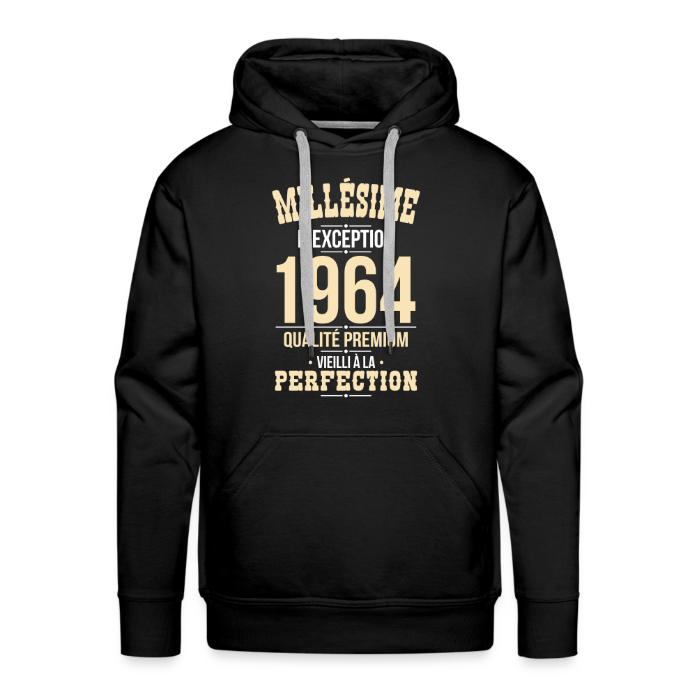 Sweat à capuche Premium Homme - Anniversaire 61 Ans - Millésime 1964 - noir
