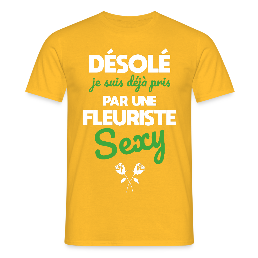 T-shirt Homme - Je suis pris par une fleuriste sexy - jaune