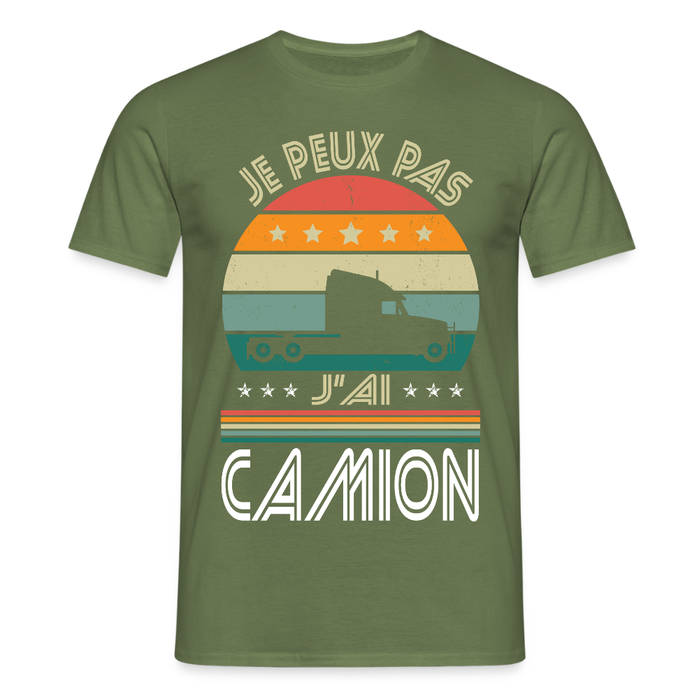 T-shirt Homme - Je peux pas j'ai Camion - vert militaire