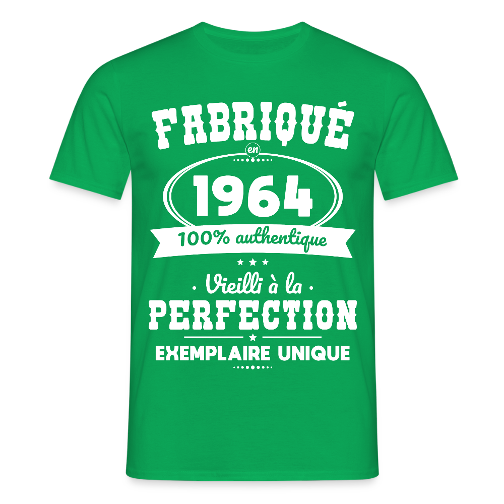 T-shirt Homme - Anniversaire 61 Ans - Fabriqué en 1964 - vert