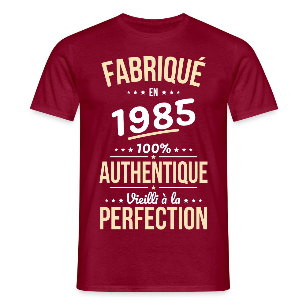 T-shirt Homme - Anniversaire 40 Ans - Fabriqué en 1985 - rouge brique