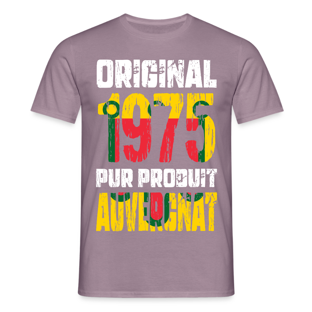 T-shirt Homme - Anniversaire 50 Ans - Original 1975 - Pur produit Auvergnat - mauve gris