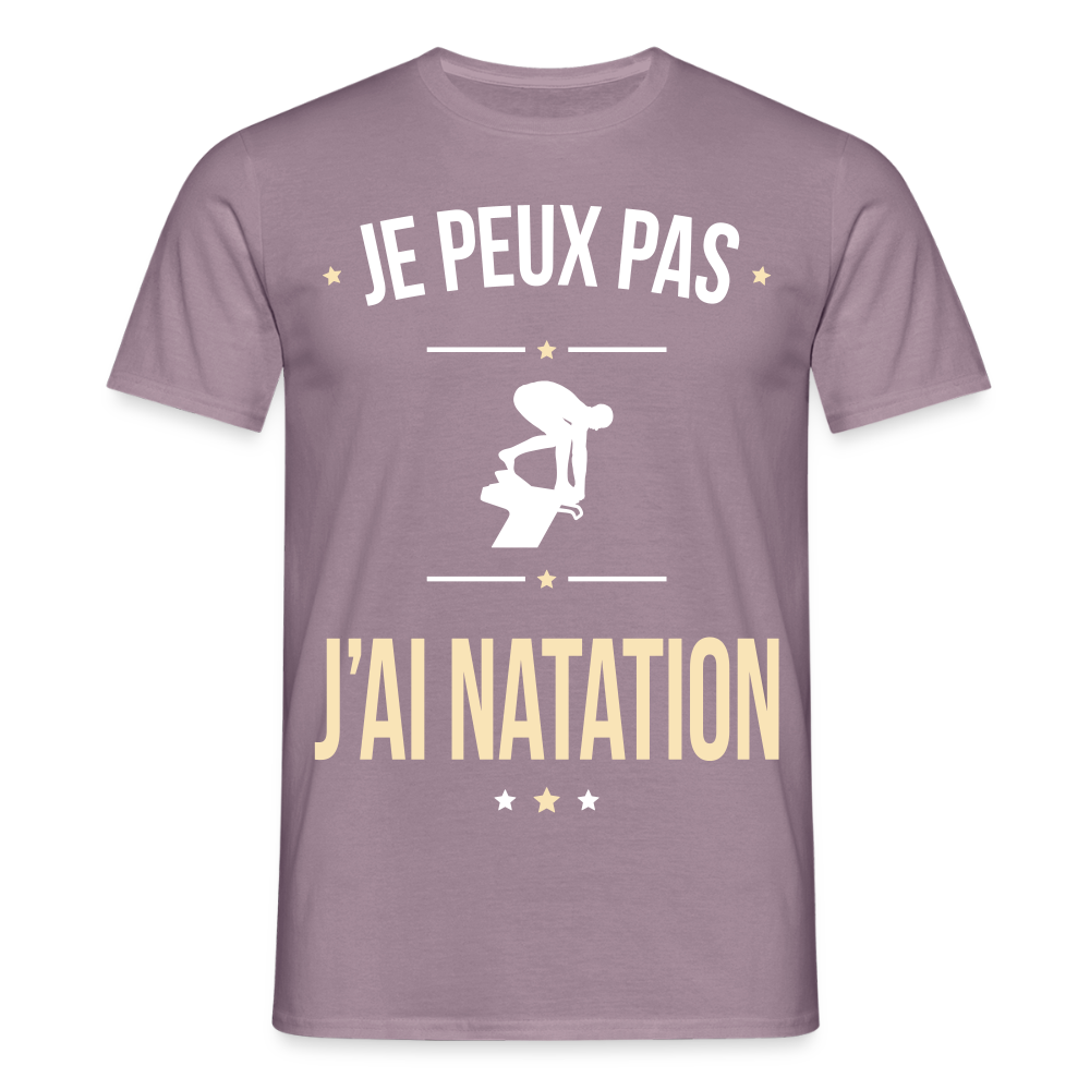 T-shirt Homme - Je peux pas j'ai Natation - mauve gris