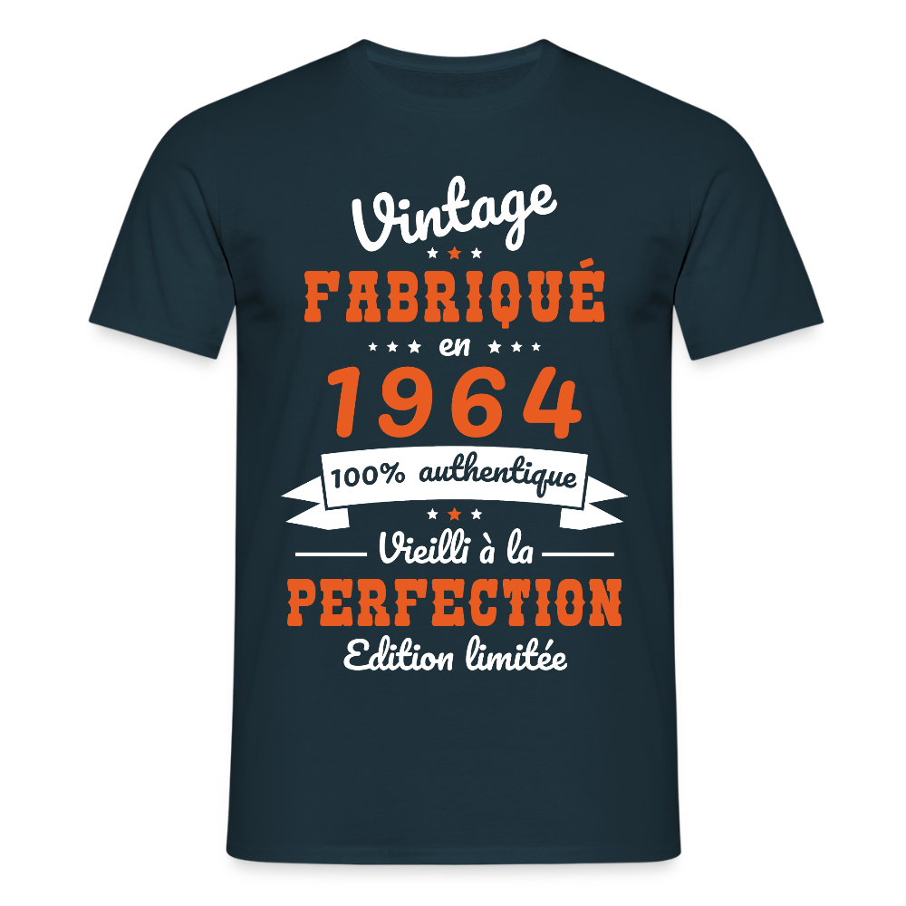 T-shirt Homme - Anniversaire 61 Ans - Vintage Fabriqué en 1964 - marine