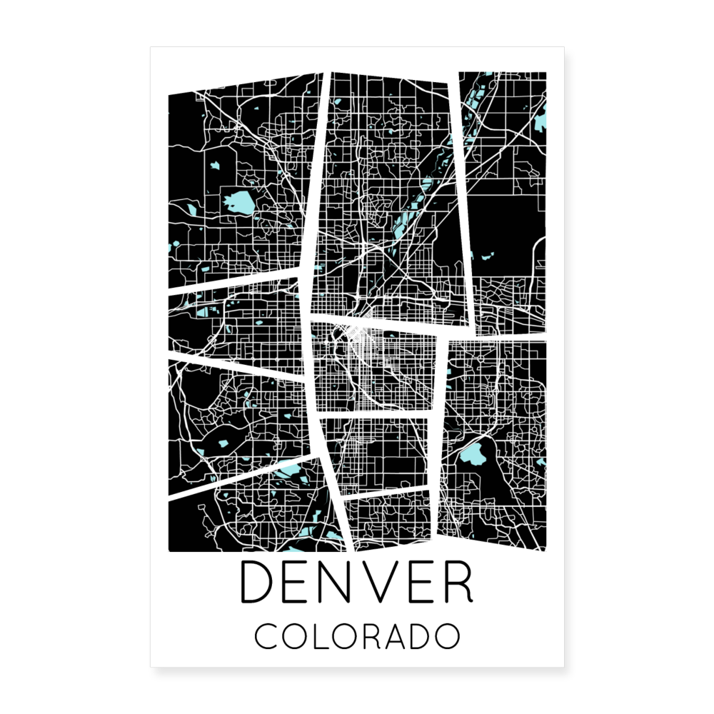 Poster Denver - Plan Denver - 40 x 60 cm - blanc