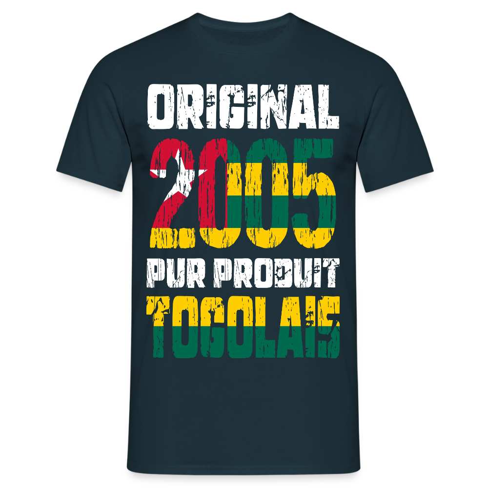 T-shirt Homme - Anniversaire 20 Ans - Original 2005 - Pur produit Togolais - marine