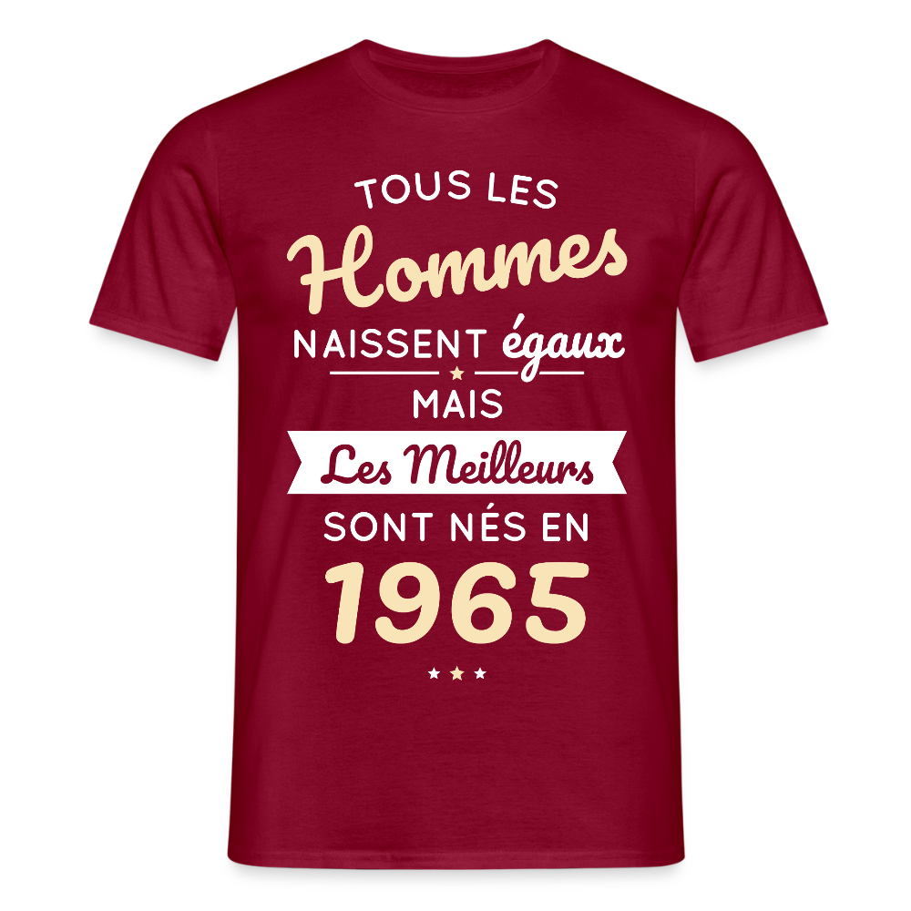 T-shirt Homme - Anniversaire 60 Ans - Les meilleurs sont nés en 1965 - rouge brique