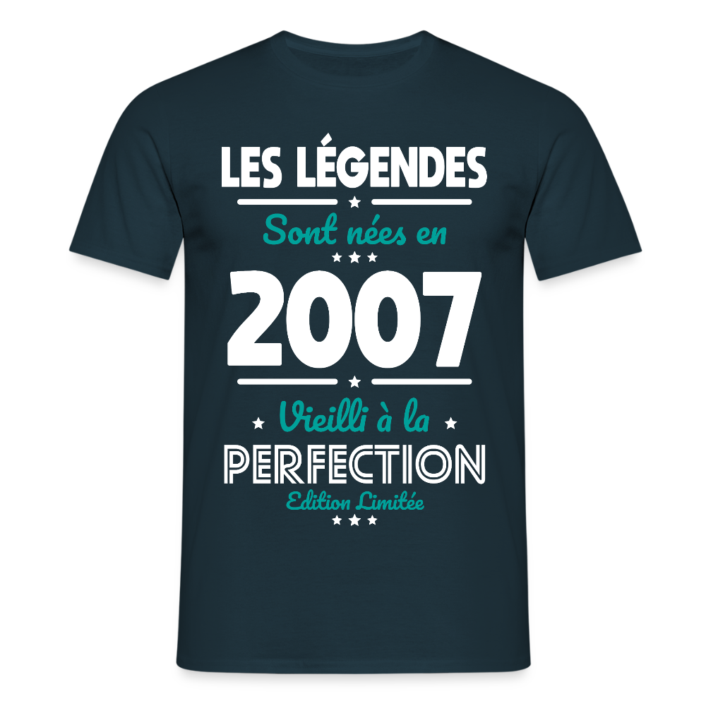 T-shirt Homme - Anniversaire 18 Ans - Les Légendes sont nées en 2007 - marine