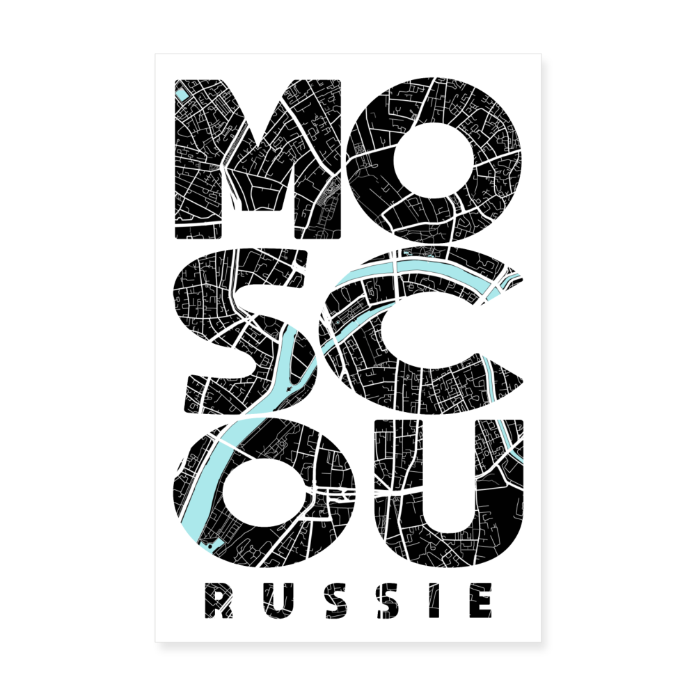 Poster Moscou - Plan Moscou - 20 x 30 cm - blanc