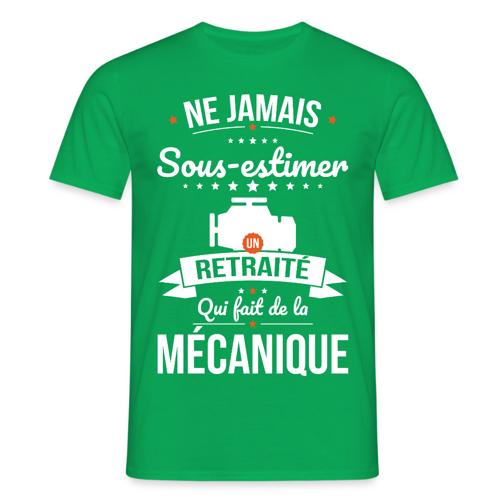 T-shirt Homme - Ne jamais sous-estimer un retraité qui fait de la mécanique - vert