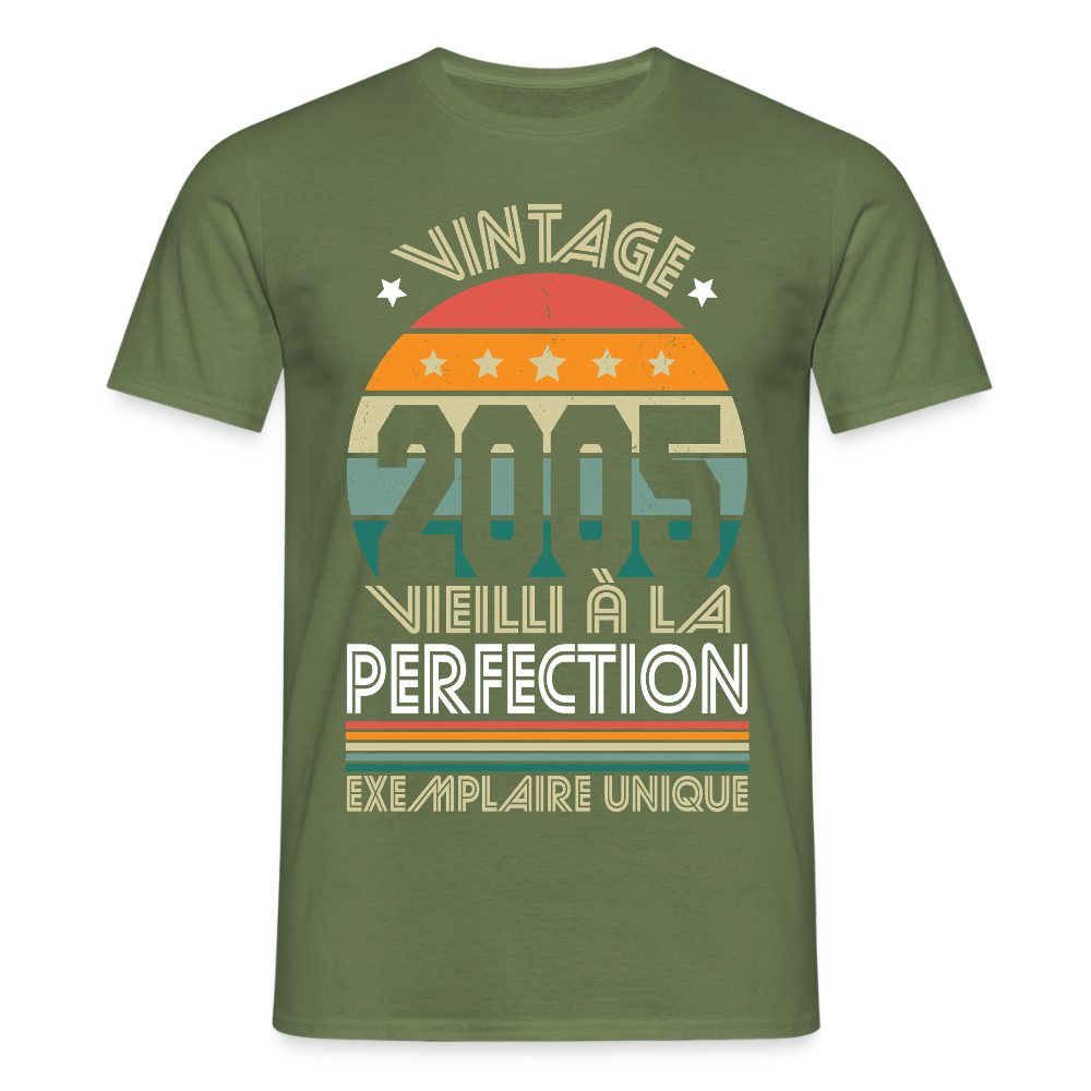 T-shirt Homme - Anniversaire 20 Ans - Vintage 2005 - vert militaire