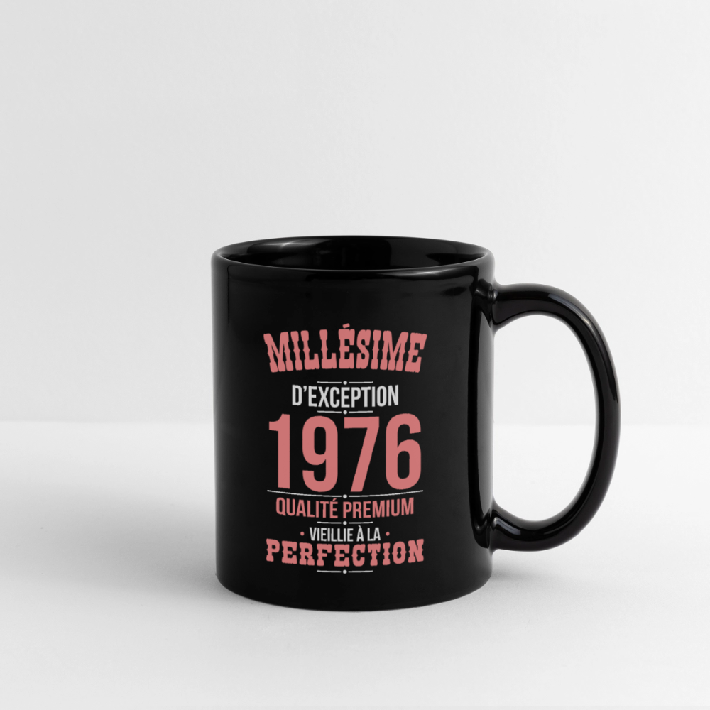 Mug uni anniversaire 50 ans femme – Millésime d’Exception 1976 - noir