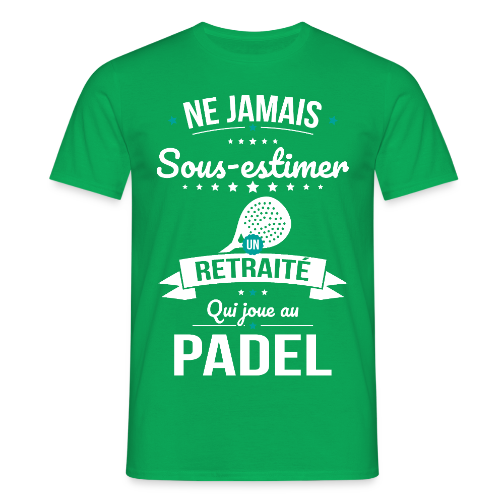 T-shirt Homme - Ne jamais sous-estimer un retraité qui joue au padel - vert