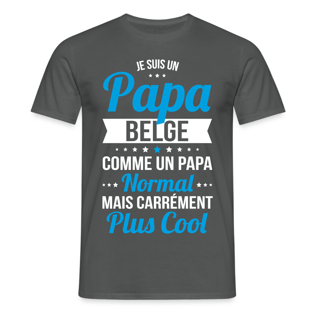 T-shirt Homme - Papa Belge Plus Cool - charbon