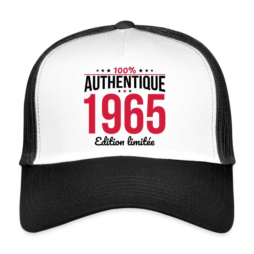 Casquette Trucker - Anniversaire 60 Ans - 100% Authentique 1965 - blanc/noir