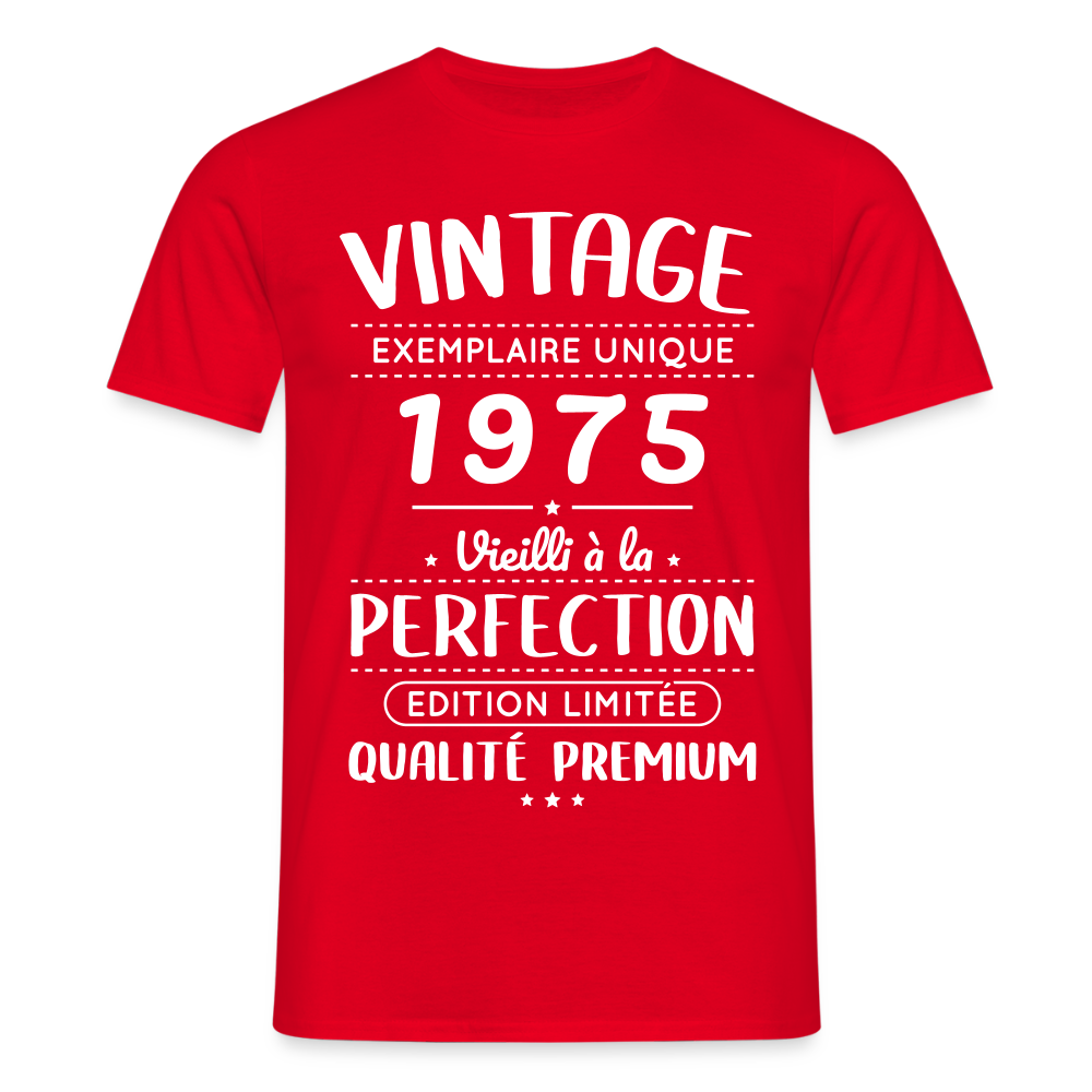 T-shirt Homme - Anniversaire 50 Ans - Vintage 1975 - rouge