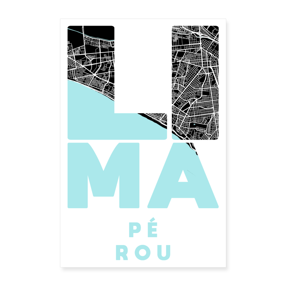 Poster Lima - Plan Lima - 60 x 90 cm - blanc