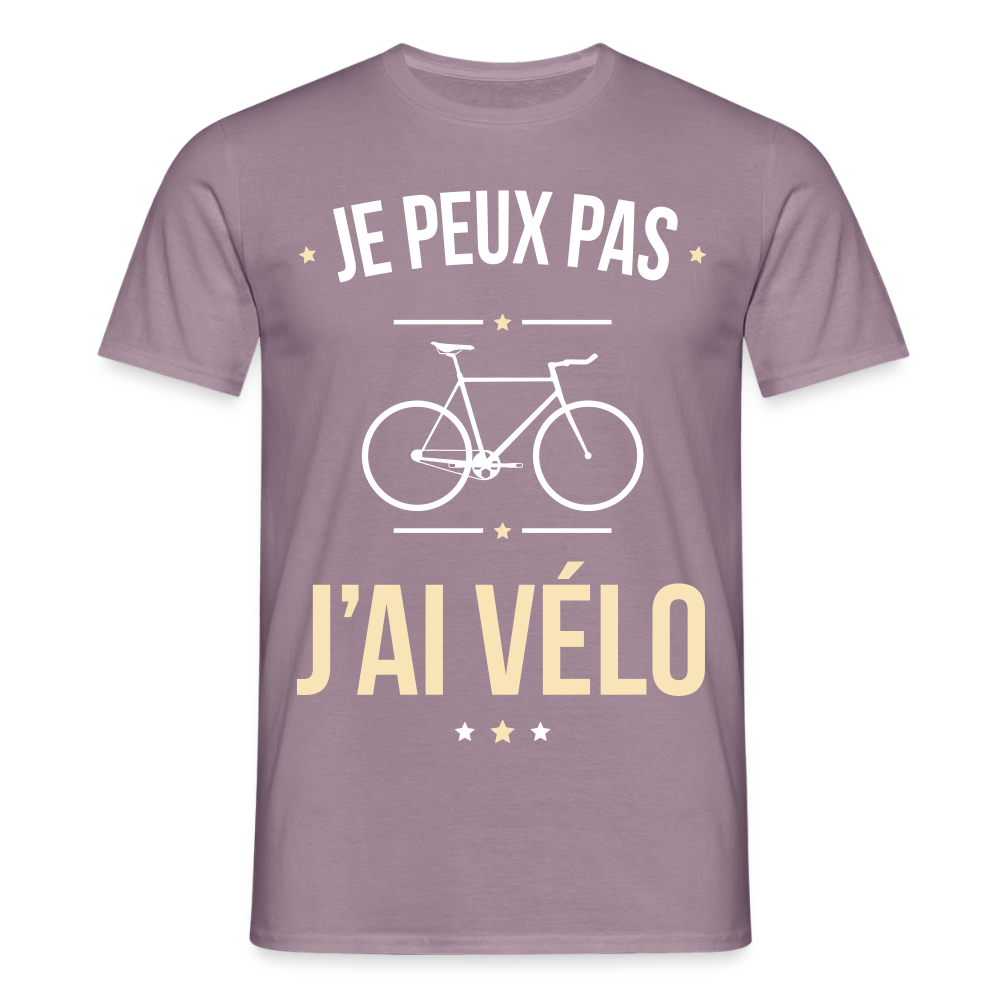 T-shirt Homme - Je peux pas j'ai Vélo - mauve gris