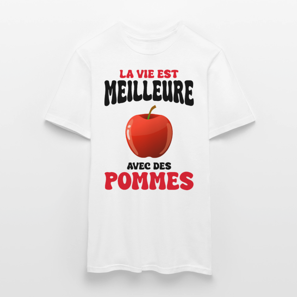T-shirt Homme - La vie est meilleure avec des pommes - blanc