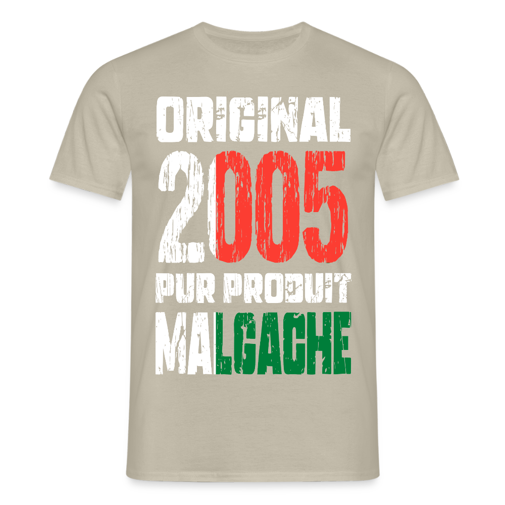 T-shirt Homme - Anniversaire 20 Ans - Original 2005 - Pur produit Malgache - beige sable