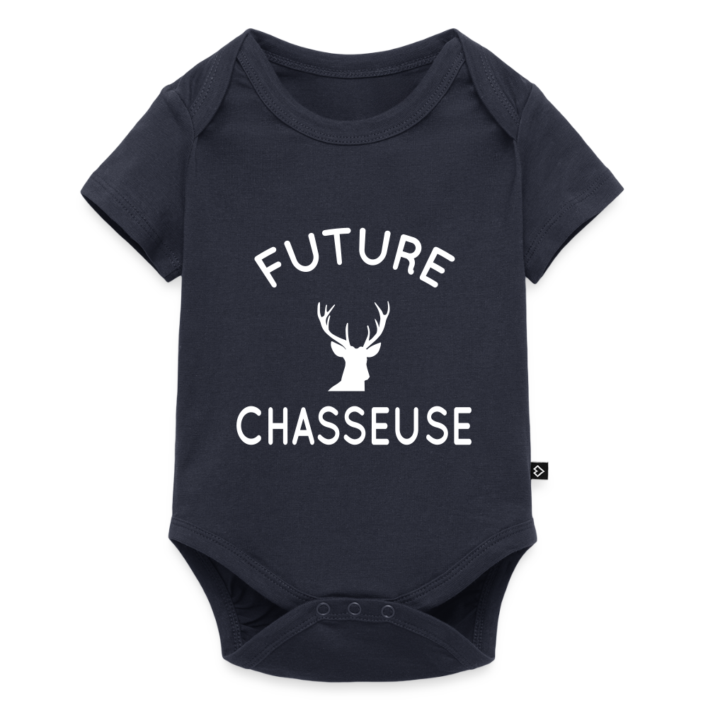 Body Bébé bio manches courtes - Future chasseuse - bleu marine