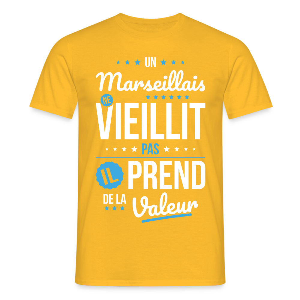 T-shirt Homme - Un Marseillais ne vieillit pas - jaune
