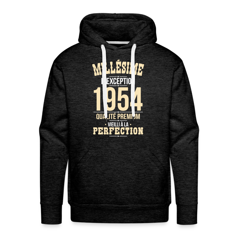 Sweat à capuche Premium Homme - Anniversaire 71 Ans - Millésime 1954 - charbon