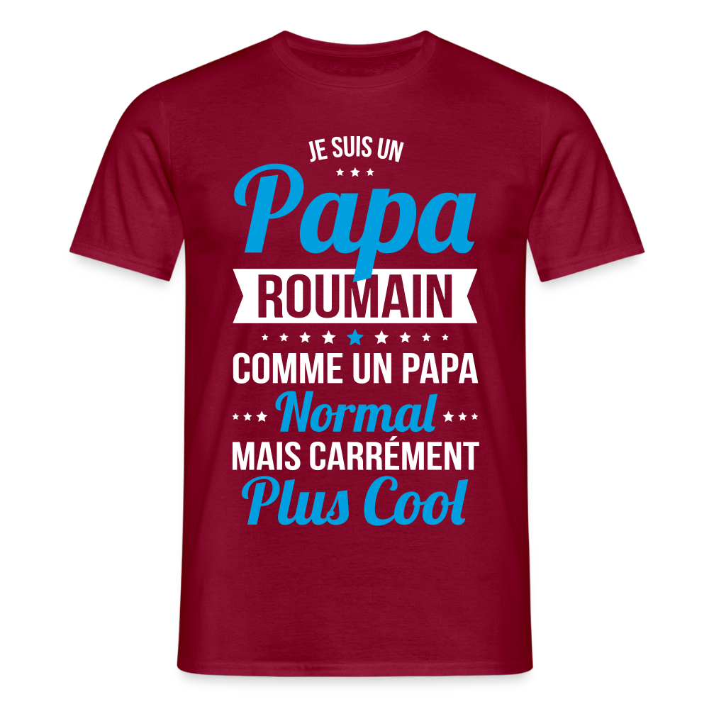 T-shirt Homme - Papa Roumain Plus Cool - rouge brique