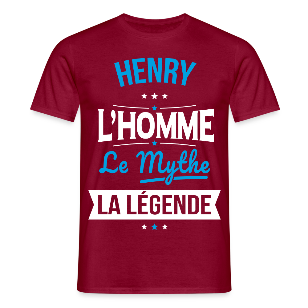 T-shirt Homme - Henry - l'Homme - le Mythe - la Légende - rouge brique