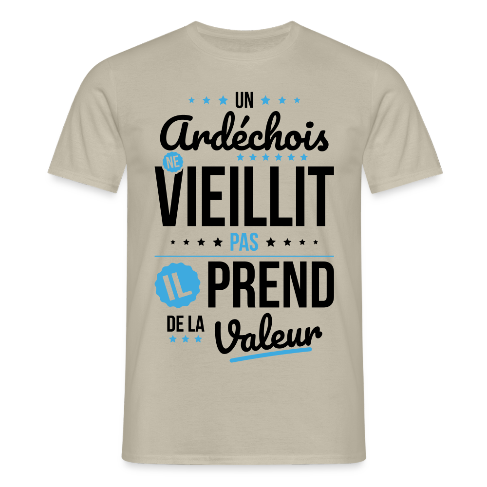 T-shirt Homme - Un Ardéchois ne vieillit pas - beige sable