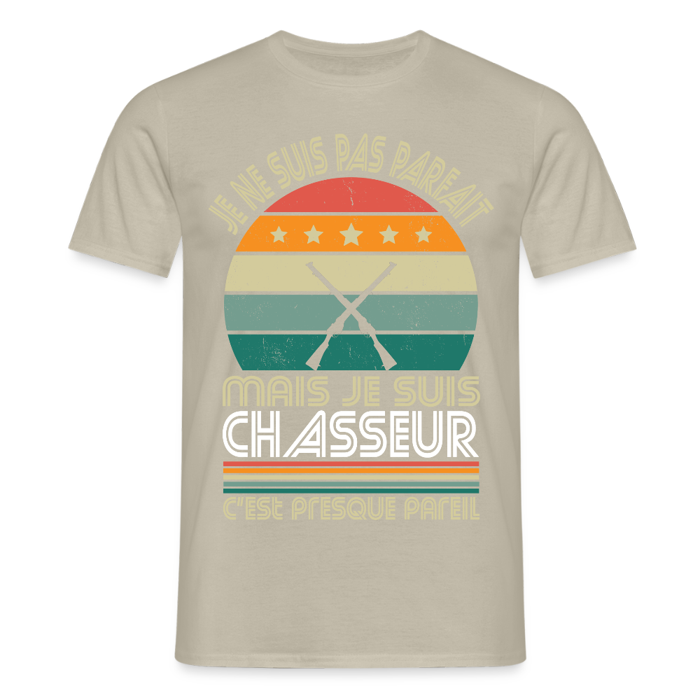 T-shirt Homme - Je ne suis pas parfait mais je suis Chasseur - beige sable