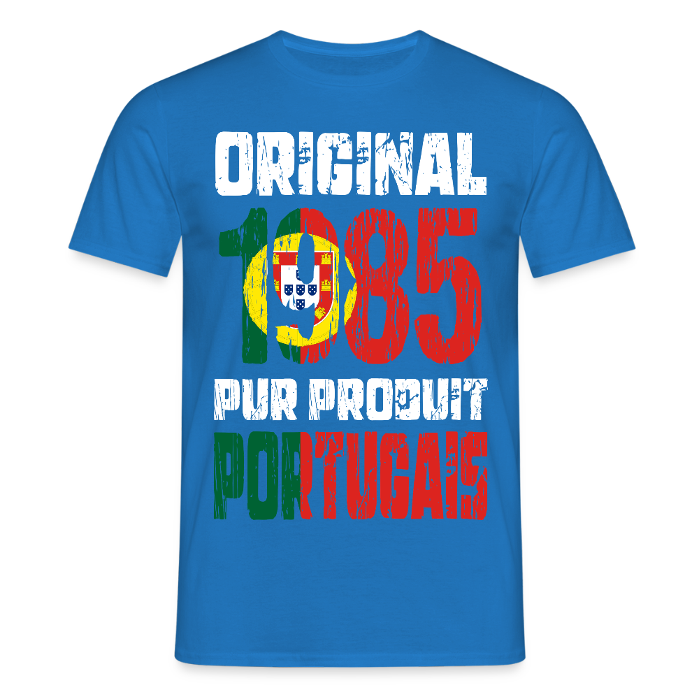 T-shirt Homme - Anniversaire 40 Ans - Original 1985 - Pur produit Portugais - bleu royal
