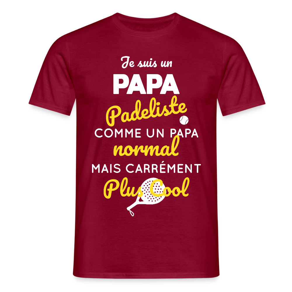 T-shirt Homme - Papa Padeliste Plus Cool - rouge brique