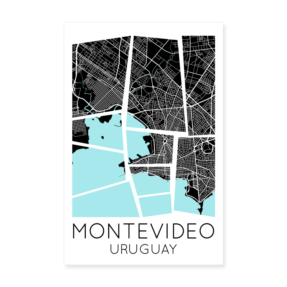 Poster Montevideo - Plan Montevideo - 20 x 30 cm - blanc