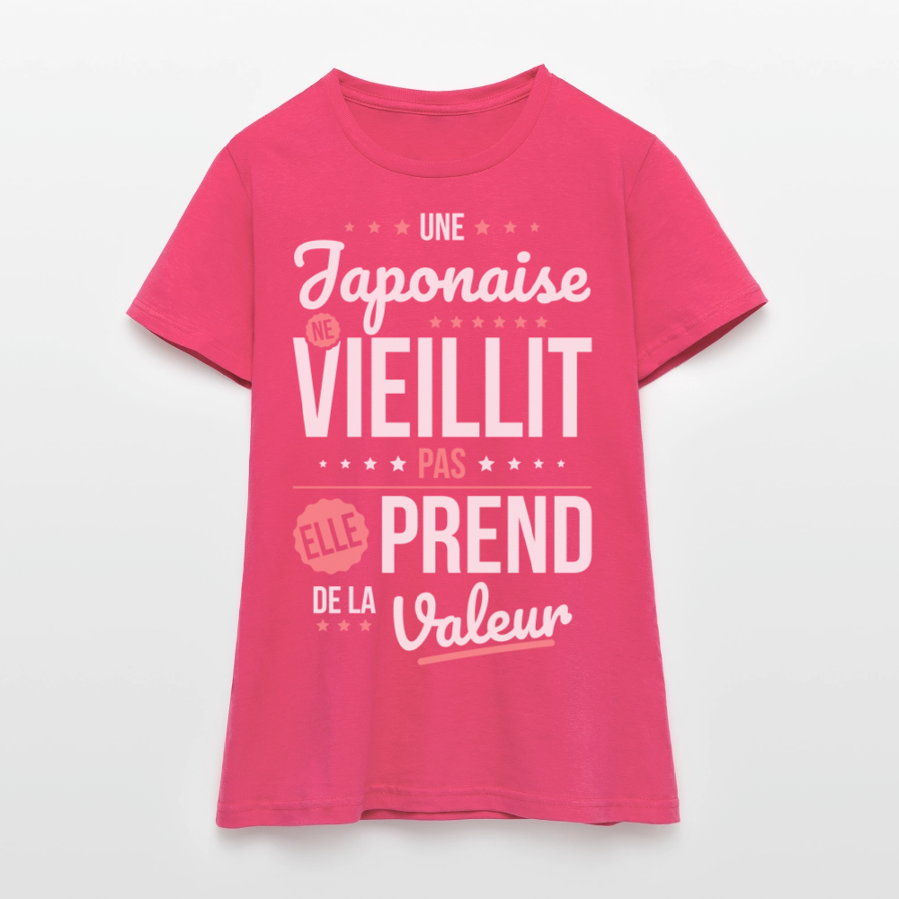 T-shirt Femme - Une Japonaise ne vieillit pas - rose azalée