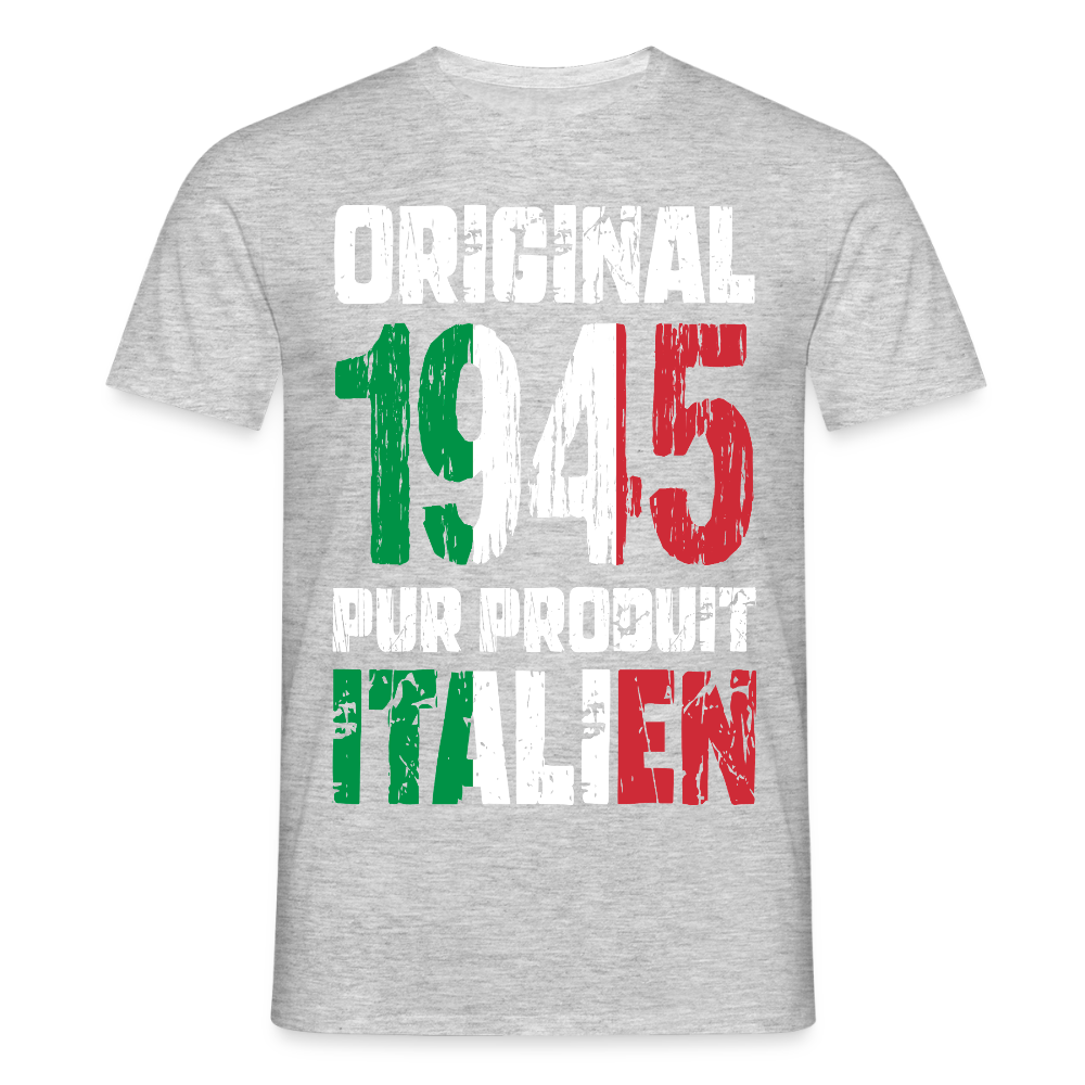 T-shirt Homme - Anniversaire 80 Ans - Original 1945 - Pur produit Italien - gris chiné