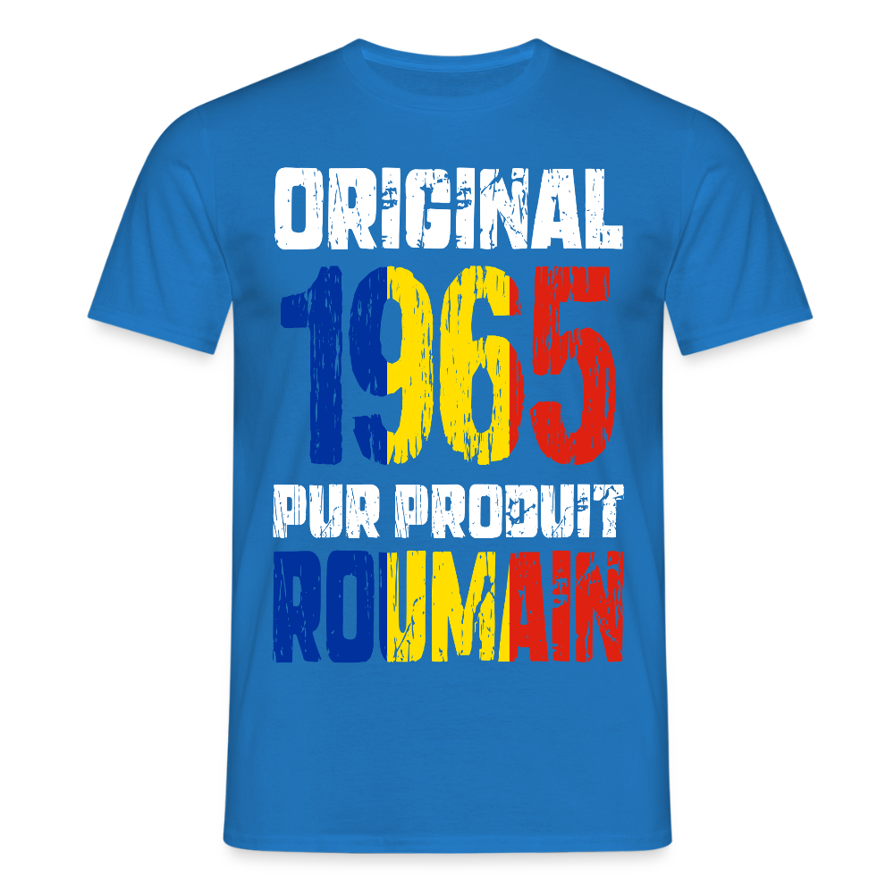T-shirt Homme - Anniversaire 60 Ans - Original 1965 - Pur produit Roumain - bleu royal