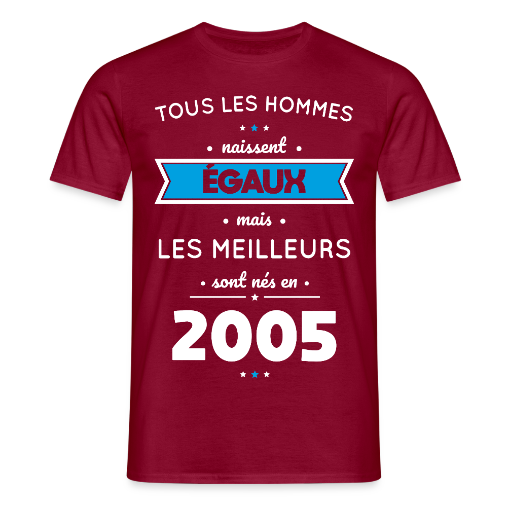 T-shirt Homme - Anniversaire 20 Ans - Les meilleurs sont nés en 2005 - rouge brique