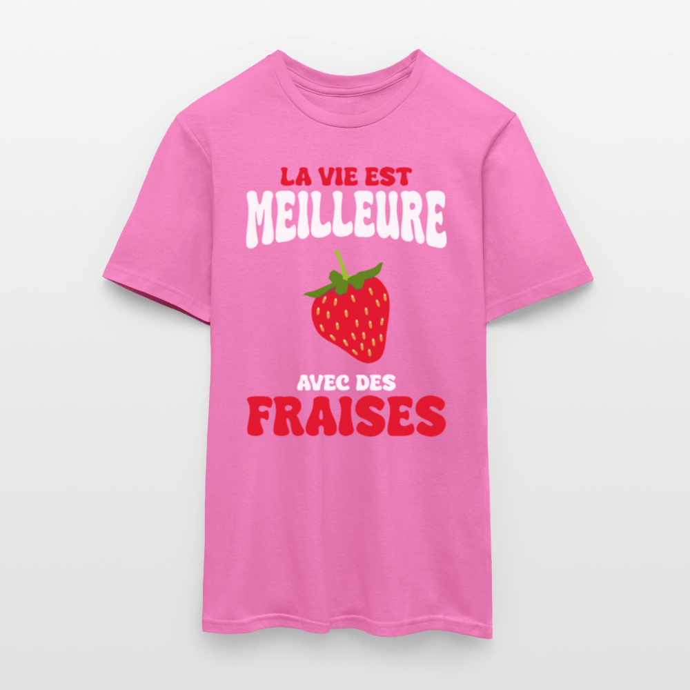 T-shirt Homme - La vie est meilleure avec des fraises - rose