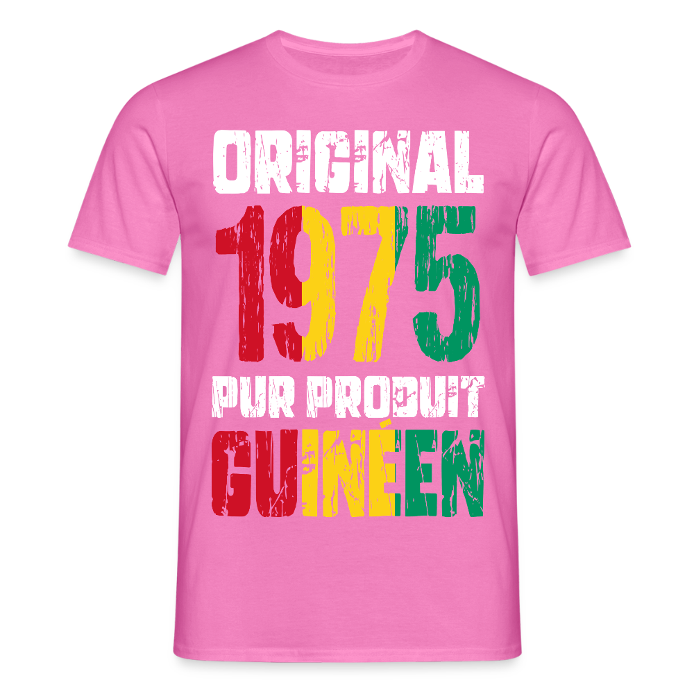 T-shirt Homme - Anniversaire 50 Ans - Original 1975 - Pur produit Guinéen - rose
