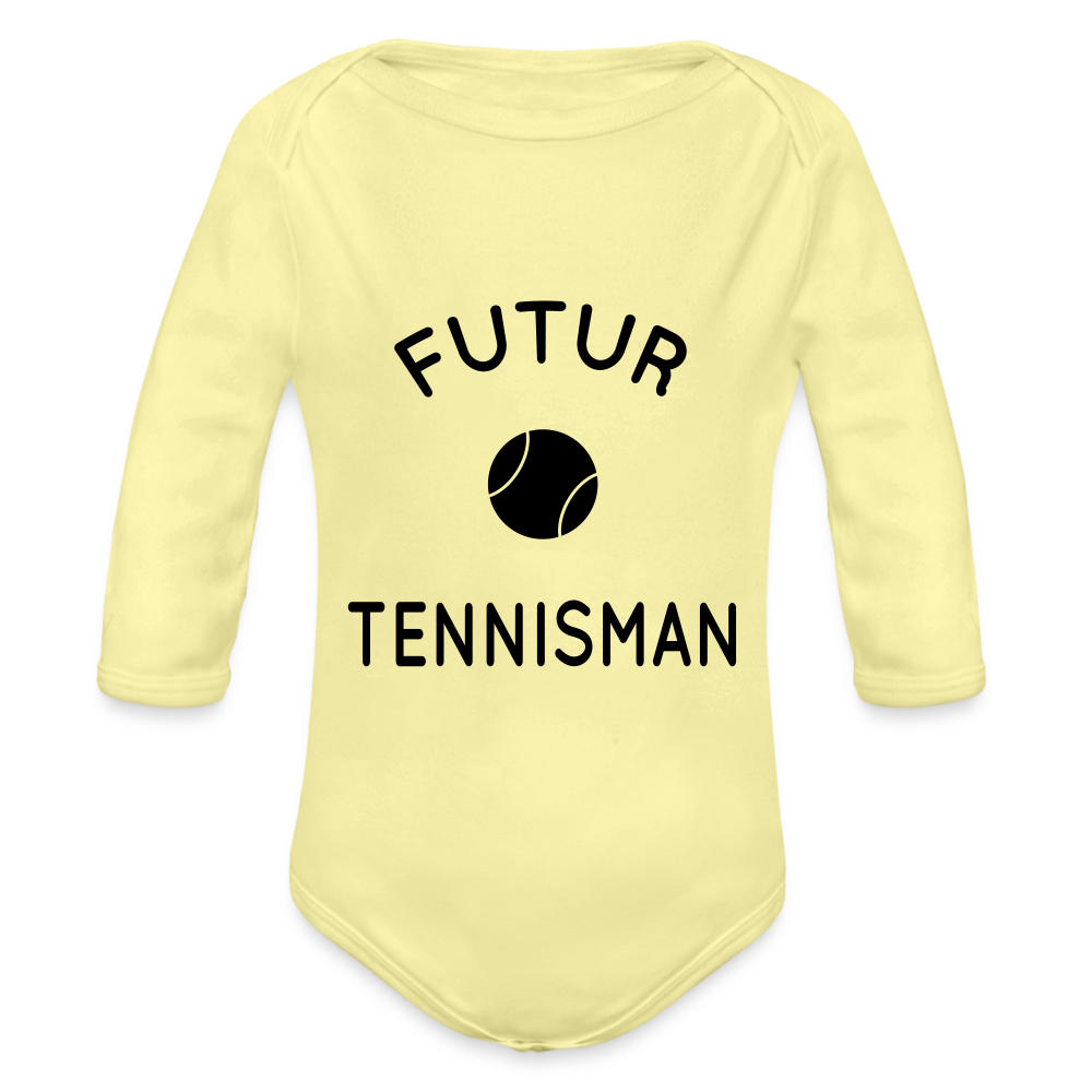 Body Bébé bio manches longues - Futur tennisman - jaune délavé